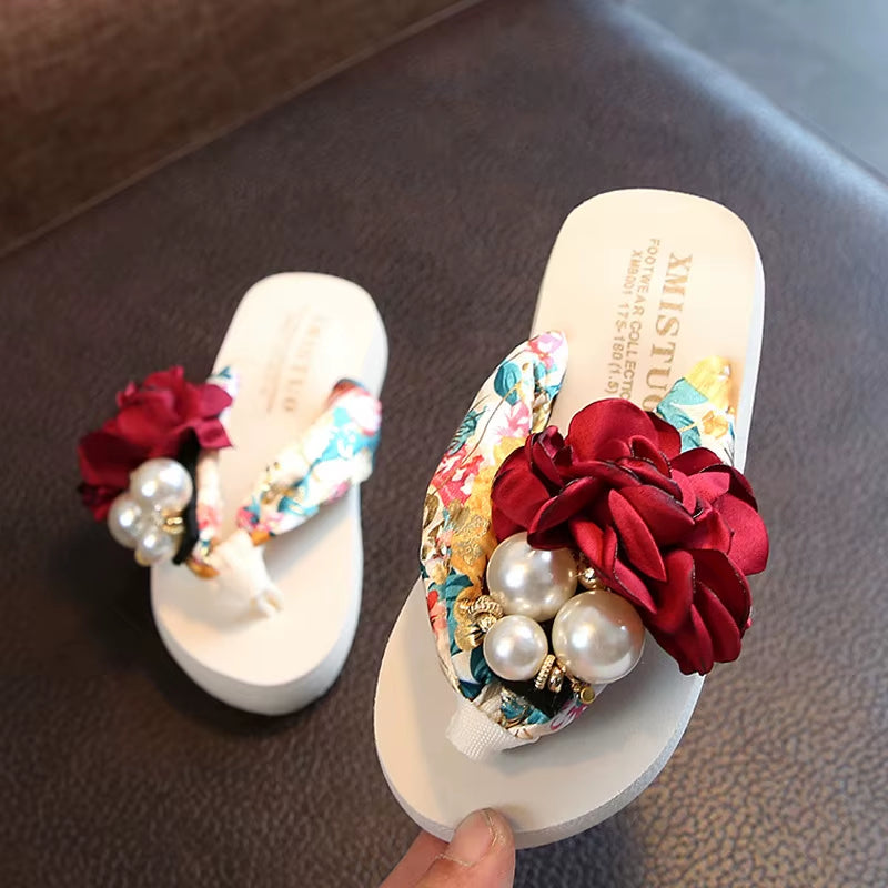 Summer New Non-Slip Children'S Flip-Flops Girls Fashion Beach Shoes Pinch Sandals Female Flowers Slippers Women Wear