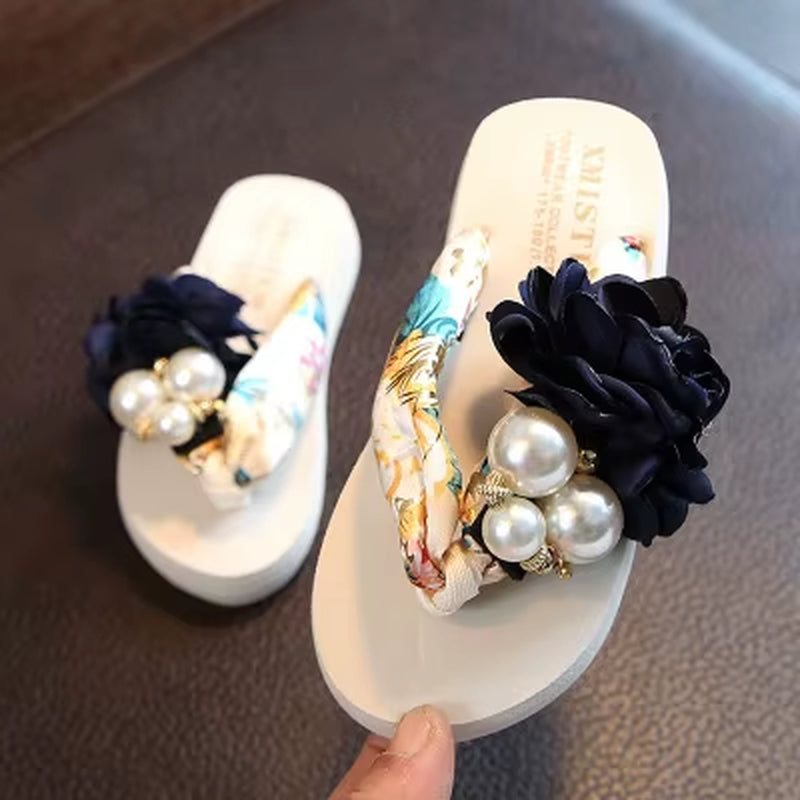 Summer New Non-Slip Children'S Flip-Flops Girls Fashion Beach Shoes Pinch Sandals Female Flowers Slippers Women Wear